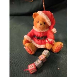 Cherished Teddies Santa With HoHoHo Blocks Ornament