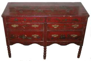 Antique William & Mary Red Lacquer Chinoiserie Chest  