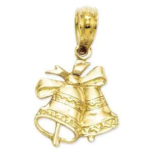  14k Gold Polished Christmas Bells Pendant Jewelry
