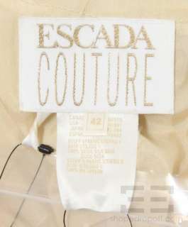 Escada Couture Gold & Cream Beaded Taupe Silk Evening Gown Size 42 