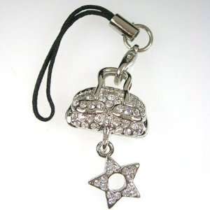  Silver Purse and Star Cell Phone Charm Strap   CLEAR 