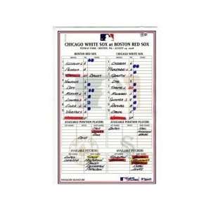  White Sox at Red Sox 8 29 2008 Game Used Lineup Card (MLB 