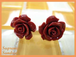 20g 0.8mm Colorful 3D Rose Fake Plugs Earrings Stud #15  