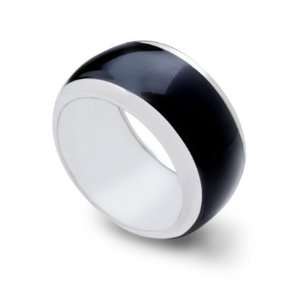  Italian Sterling Silver Ring with Black Enamel Jewelry