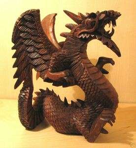 Handcarved Carved Wood Winged Dragon from Bali AMAZING  