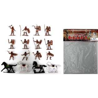 Ancient Egypt Soldiers Figure Playset (12 Figures w/Weapons & 4 Horses 
