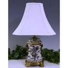   34 inch high Table Lamp with Black and White floral motif shade