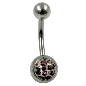    14 Gauge 7/16 Leopard Print Surgical Steel Curved Barbell Jewelry