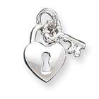Jewelry Adviser charms 14k Polished Heart Lock with Key Inside Charm