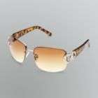 Studio S Womens Rimless Sunglasses  Gold with Animal Print Arms