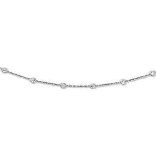 CZ Anklets  14k White Gold Cubic Zirconia Ankle Bracelet 10 inches 