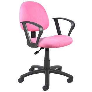   Boss Pink Microfiber Deluxe Posture Chair W/ Loop Arms. 