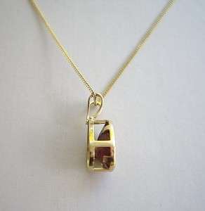 9ct Gold Genuine Pear Cut Faceted Garnet Pendant & Chain  