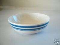 Gibson Dinnerware Cereal Soup Bowls White Blue Stripe  