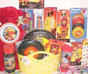 NEW INCREDIBLES TOY GIFT BASKET EASTER TOYS SCHOOL SET  
