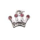   Plated Princess Crown With Pink Swarovski Crystals Charm 14mm (1