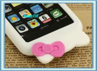 Hello Kitty Double Bow Silicone Soft W/Ear Case Cover For iPhone 3G 