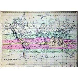   Steinwehr 1873 Antique Map of the Worlds Wind & Rain