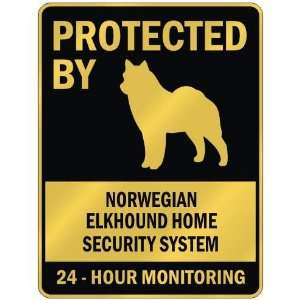 PROTECTED BY  NORWEGIAN ELKHOUND HOME SECURITY SYSTEM  PARKING SIGN 