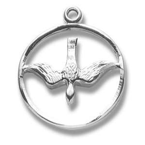   Spirit Circle Dove Religious Confirmation Gift Medal Pendant Jewelry