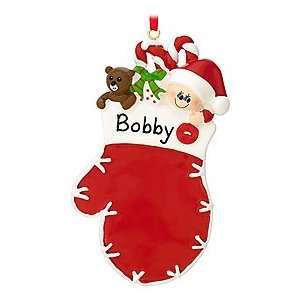  Personalized Baby In Red Mitten Ornament