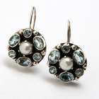 topaz earrings pearl and blue topaz dangle earrings in white gold