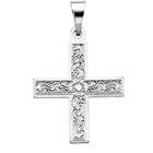 JewelryWeb 14k White Gold Greek Cross Pendant Ornate Design 15.5x14mm