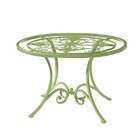 CBK Garden Accent End Table Grill Center Glass Top in Lime Finish
