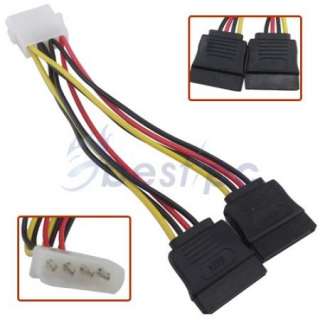 New 4 PIN IDE/Molex To 2 X 15 Pin SATA Power Adapter cable Fast From 