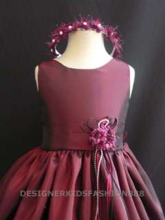 New Burgundy party flower girl dress S M L X 2 4 6 8 10  