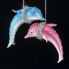 KSA Pack of 8 Noble Gem Beach Party Glass Pink & Blue Dolphin 