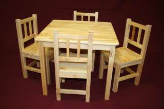 Kids Table and Chair Set   5 Pcs (Solid Wood in Natural)  