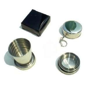   Collapsible Stainless Steel Shot Glass Key Ring
