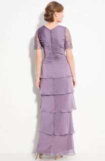 NWT Adrianna Papell Violet Lace Sleeve Tiered Chiffon Gown 18W $280 