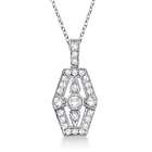 Allurez Antique Drop Diamond Pendant Necklace 14k White Gold (0.30ct)