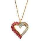 Lab Created Ruby and Diamond Heart Pendant with Diamond Accents
