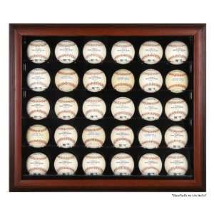 Framed Mahogany 30 ball Case   Acrylic Baseball Display 