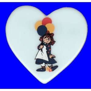 Raggedy Ann with Balloons Heart shaped Pin