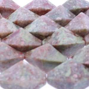 Pink Jasper  Diamond Shaped Faceted   18mm Diameter, Sold by 15 Inch 
