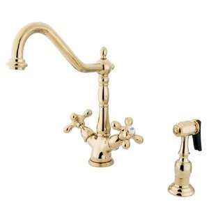   Heritage Deck Mount Kitchen Faucet with Brass Sprayer, Polished Brass