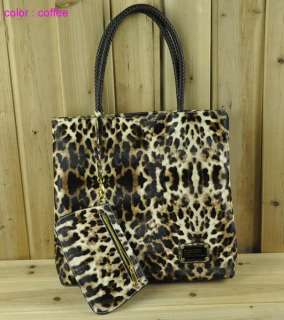 Womens PU leather Leopard print Oversized lehandbag Purse Shoulder 