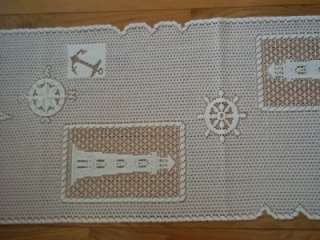 LIGHTHOUSE BOAT ANCHOR CREME TABLE RUNNER LACE LBCTR24  