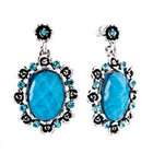 Pugster December Blue Oval Stone Lace Chipstone Dangle Earrings