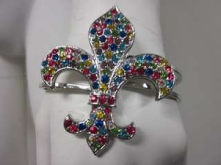 Fleur de lis Color Rhinestone Bracelet Bangle FREE S&H  