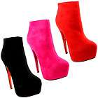 WOMENS RED SOLE EXTRA HIGH HEEL PLATFORM PARTY ANKLE SHOE BOOTS LADIES 