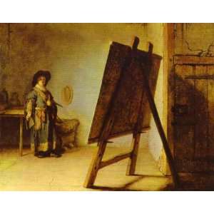  Oil Painting An Artist in His Studio. Rembrandt van Rijn Hand 