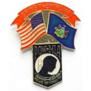  American POW & Pennsylvania Flags Pin 1 1/4 Arts, Crafts 