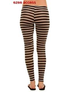 NEW WOMENS SEXY TRENDY STRIPED STRETCH FULL LENGHT 36 LEGGINGS TIGHTS 