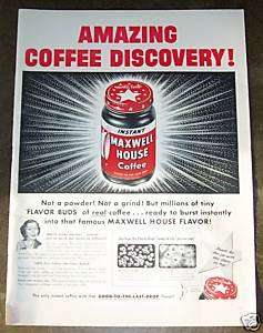 1953 Maxwell House Coffee   Vintage Color Print Ad  