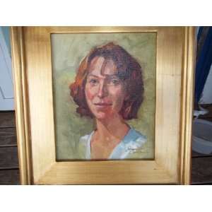  Small oil painting a portait of a woman by Susan Carlin 